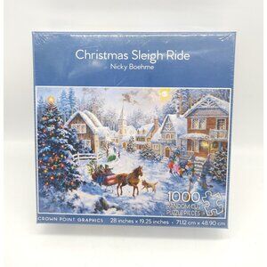 Crown Point Graphics 1000 Piece Jigsaw Puzzle Christmas Sleigh Ride Nicky Boehme